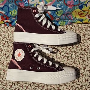 Converse Red and White High-Top Sneakers Classic Canvas Design